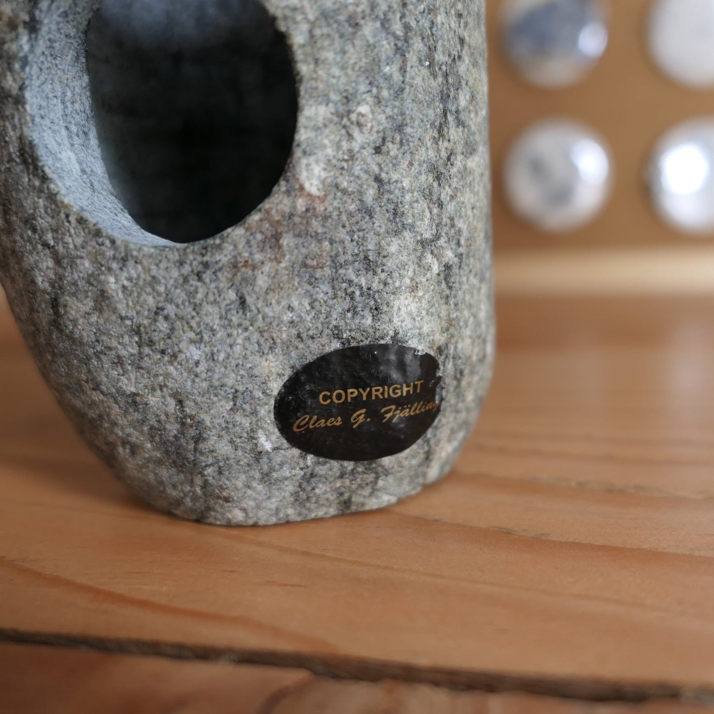 Bougeoir Photophore En Roche Granite Vintage De Claes G. Fjälling