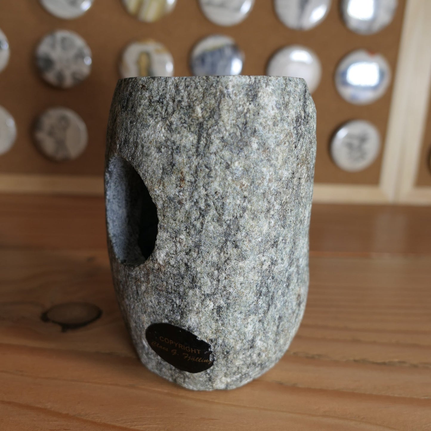 Bougeoir Photophore En Roche Granite Vintage De Claes G. Fjälling
