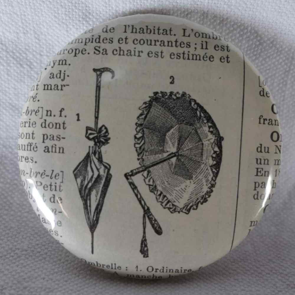 Ombrelle - Badge Encyclopédique Original - Gravure Ancienne