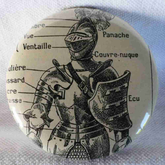 Armure Du XVe Siècle - Badge Encyclopédique Original - Ancienne Gravure