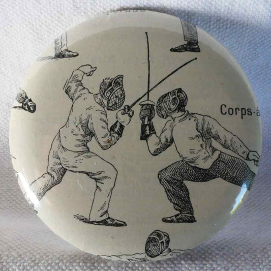 Escrime Fleuret - Badge Encyclopédique Original - Ancienne Gravure