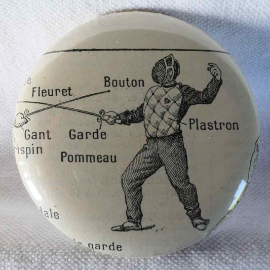 Escrime Fleuret - Badge Encyclopédique Original - Ancienne Gravure