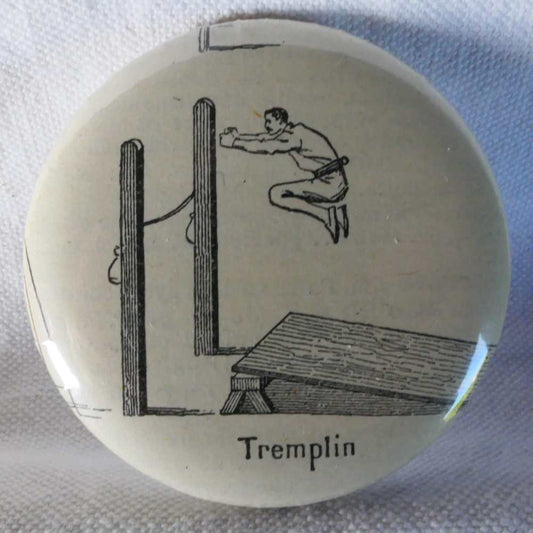 Tremplin - Badge Encyclopédique Original - Ancienne Gravure