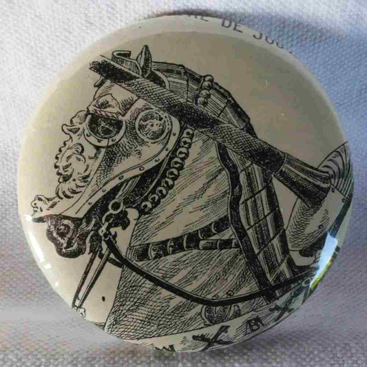 Armure Cheval - Badge Encyclopédique Original - Ancienne Gravure
