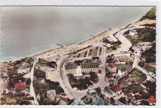 Carte Postale Semi-Moderne CPSM 76 Veules-Les-Roses - Vue Aérienne - La Plage