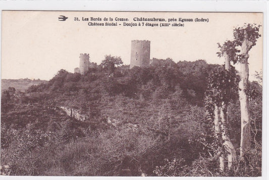 Carte Postale Ancienne CPA 36 Châteaubrun Près Eguzon - Château Féodal - Donjon