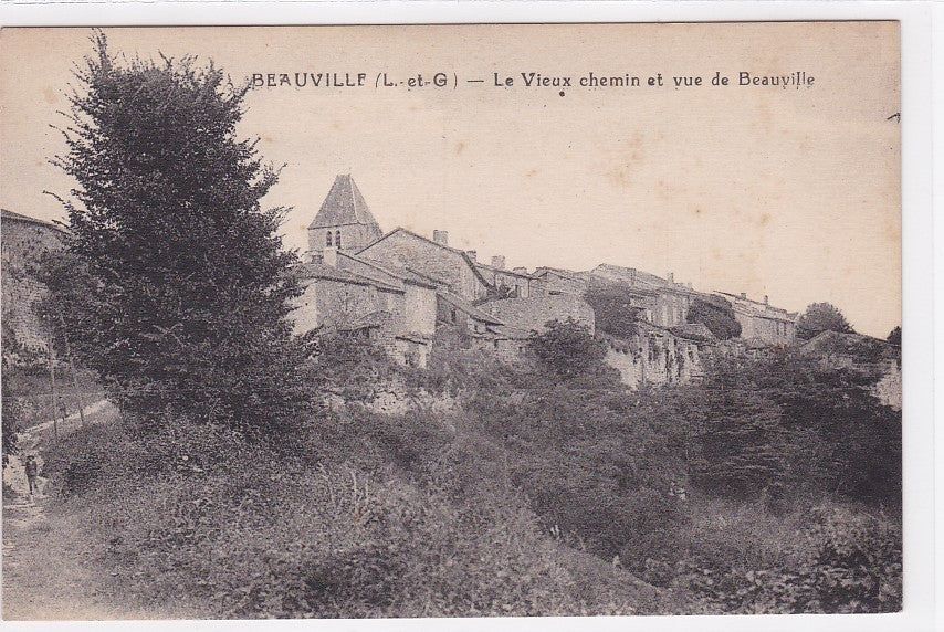 Carte Postale Ancienne CPA 47 Beauville - Le Vieux Chemin Et Vue De Beauville