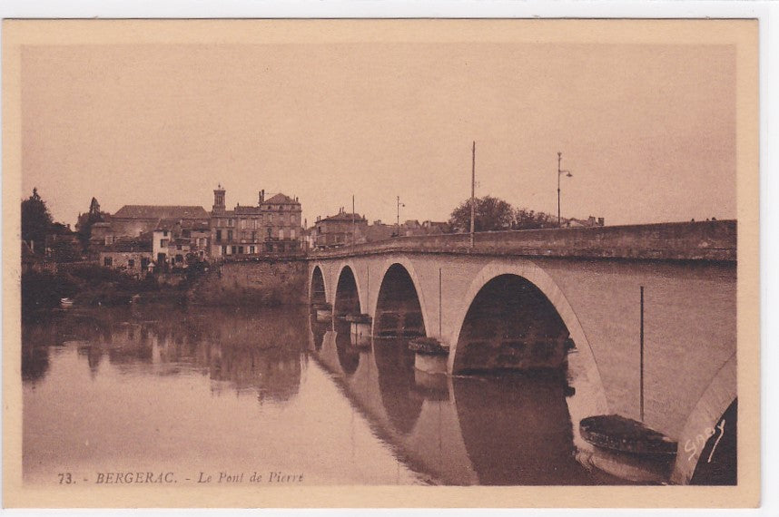 Old Postcard CPA 24 Bergerac - The Stone Bridge