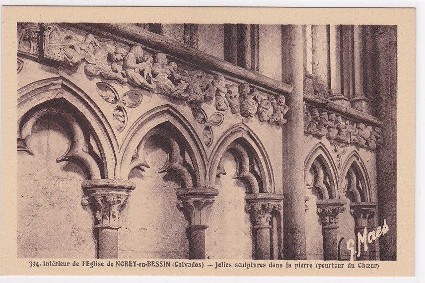 Carte Postale Ancienne CPA Intérieur De L'Église De Norey-En-Bessin Sculptures