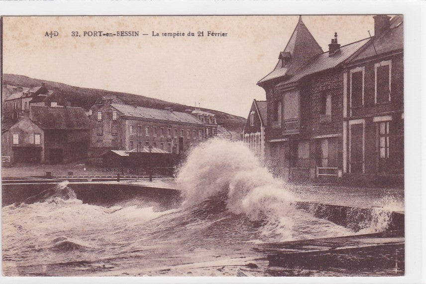 Carte Postale Ancienne CPA Calvados 14 Port-En-Bessin - La Tempête Du 21 Février
