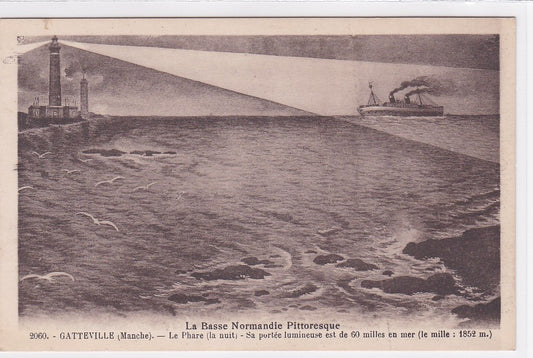 Carte Postale Ancienne CPA Manche 50 Gatteville - Le Phare La Nuit