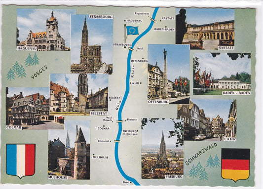 Carte Postale CPSM 67 Vosges Schwarzwald Multivue France Allemagne