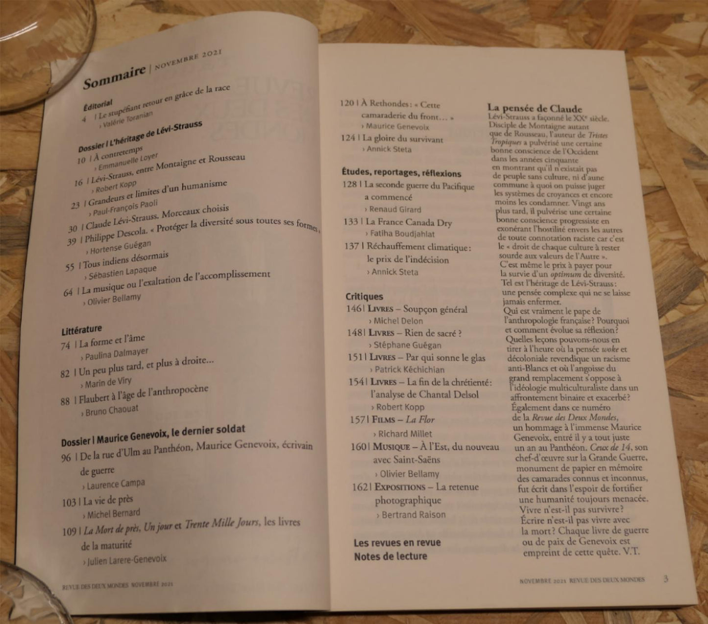 Revue Des Deux Mondes N°3823 - 11/2021 - Lévi-Strauss - Maurice Genevoix