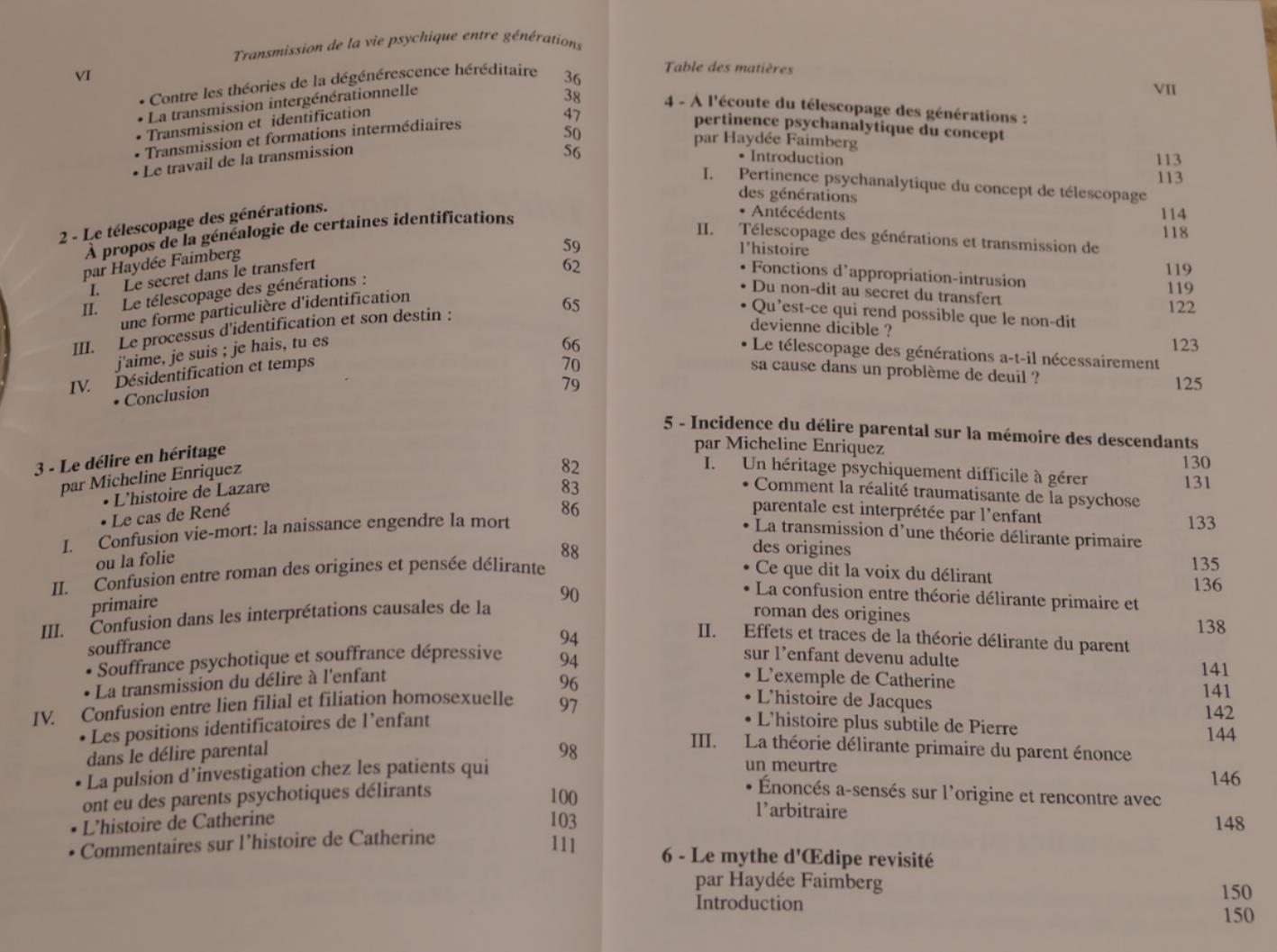 Transmission De La Vie Psychique Entre Générations - Collectif - Dunod 1993