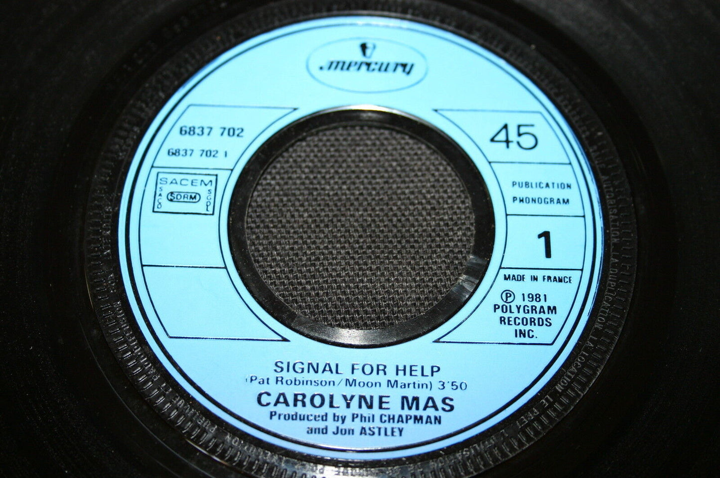 CAROLYNE MAS   SP 45T 7"   SIGNAL FOR HELP   1981