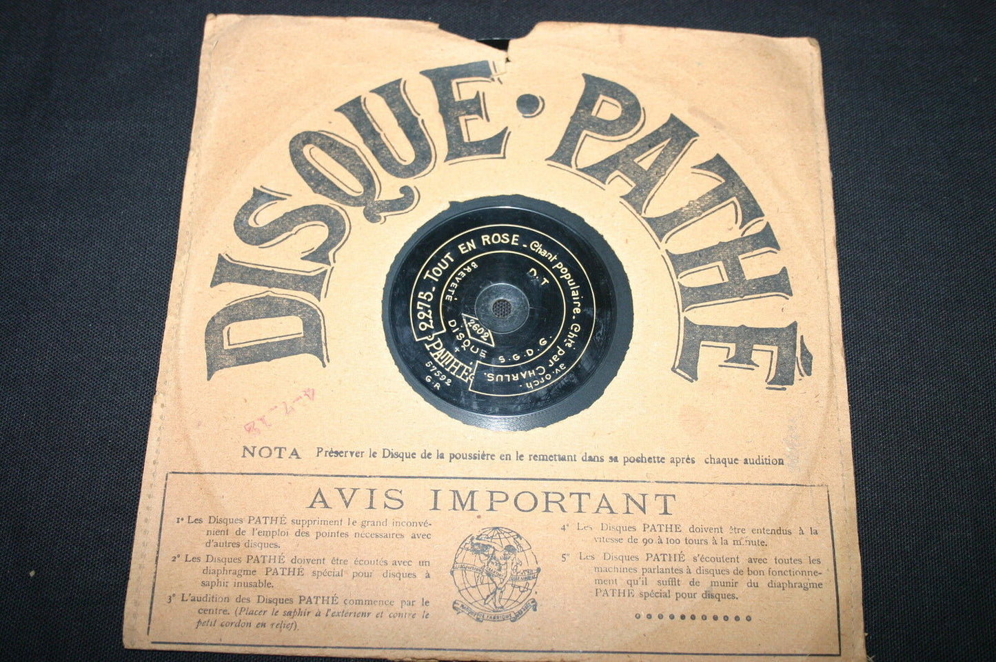 78T FRENCH MUSIC HALL   CHARLUS   LA GUILLOTINE   PATHE
