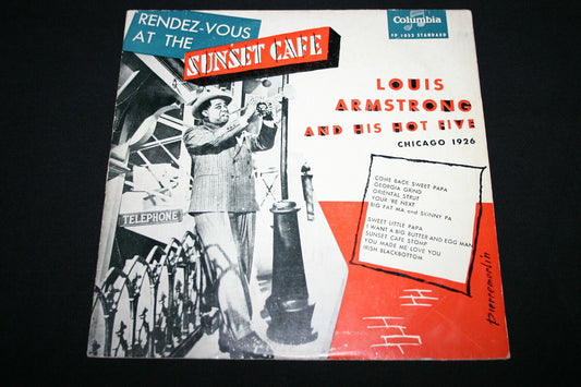 LOUIS ARMSTRONG & HIS HOT FIVE   LP 33T 10"   RENDEZ VOUS AT THE SUNSET CAFE