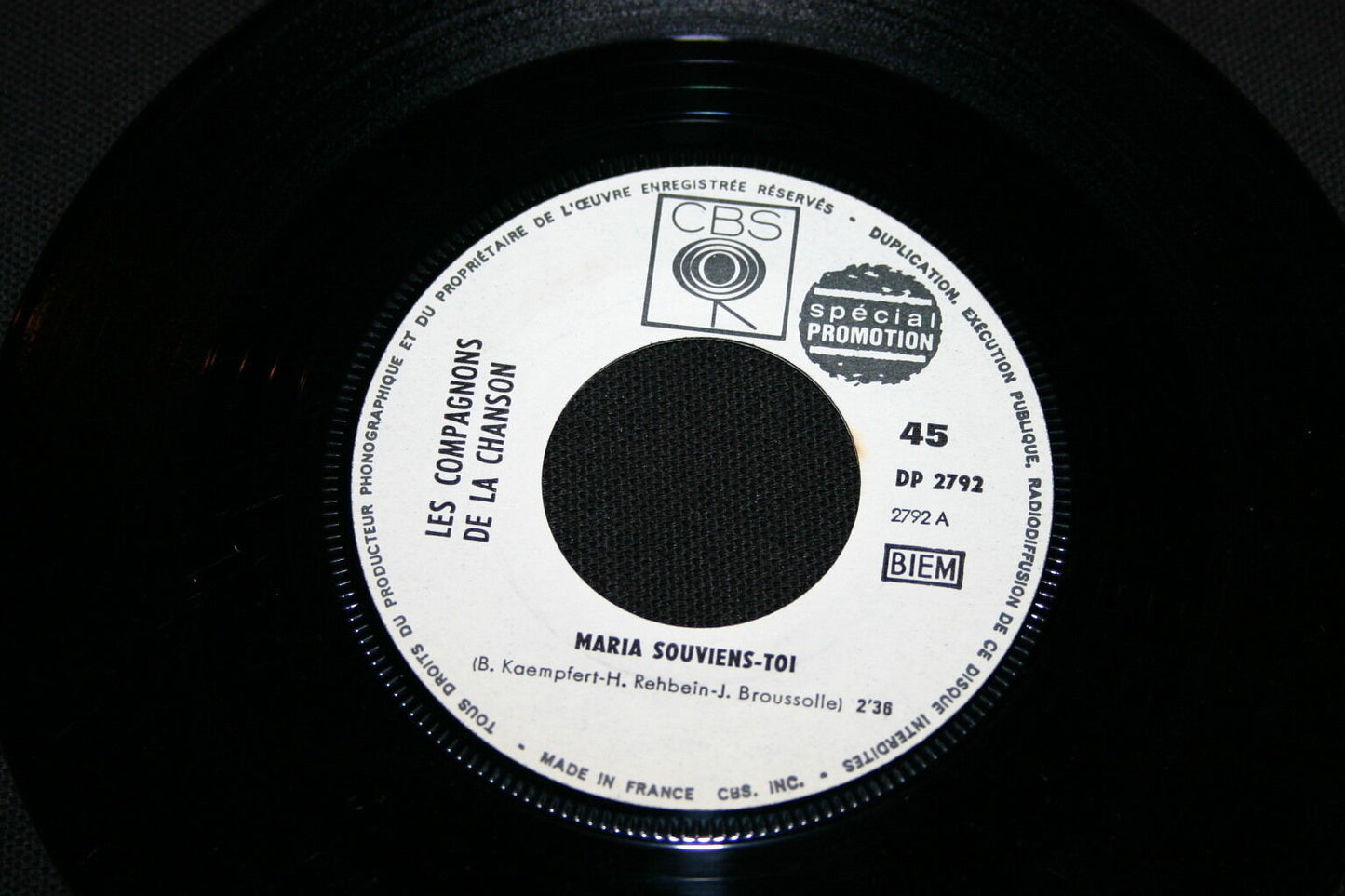 LES COMPAGNONS DE LA CHANSON   SP 45T 7"   MARIA SOUVIENS-TOI   PROMO
