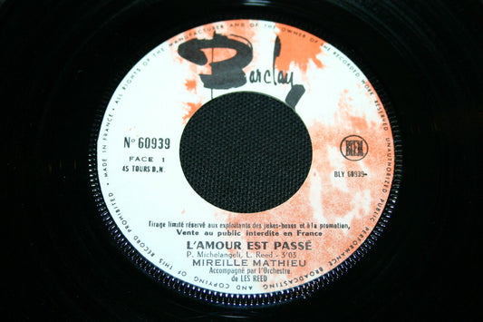 MIREILLE MATHIEU   SP 45T 7"   L'AMOUR EST PASSE   JUKE-BOX