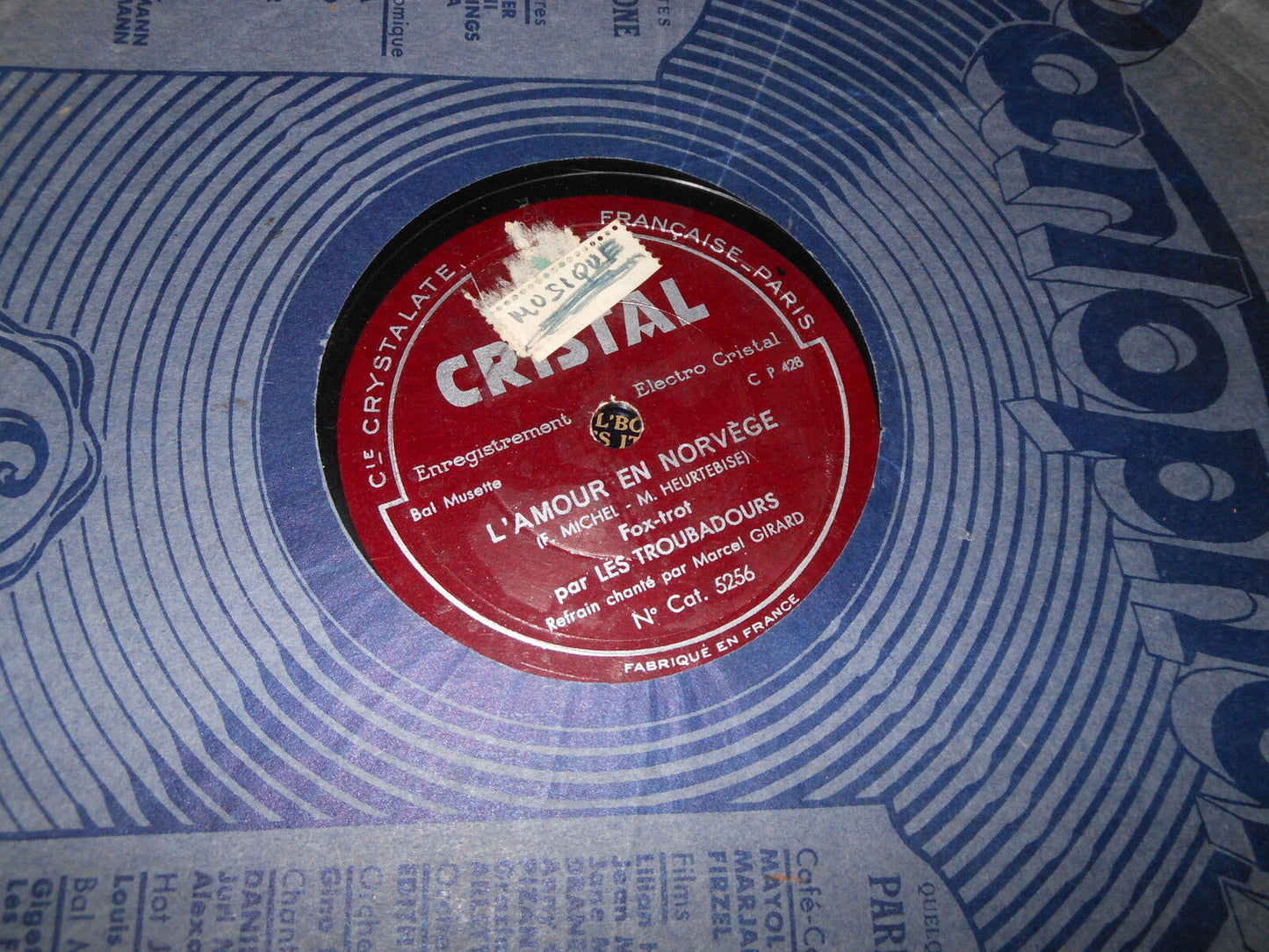 LES TROUBADOURS   78T   L'AMOUR EN NORVEGE   CRISTAL 5256