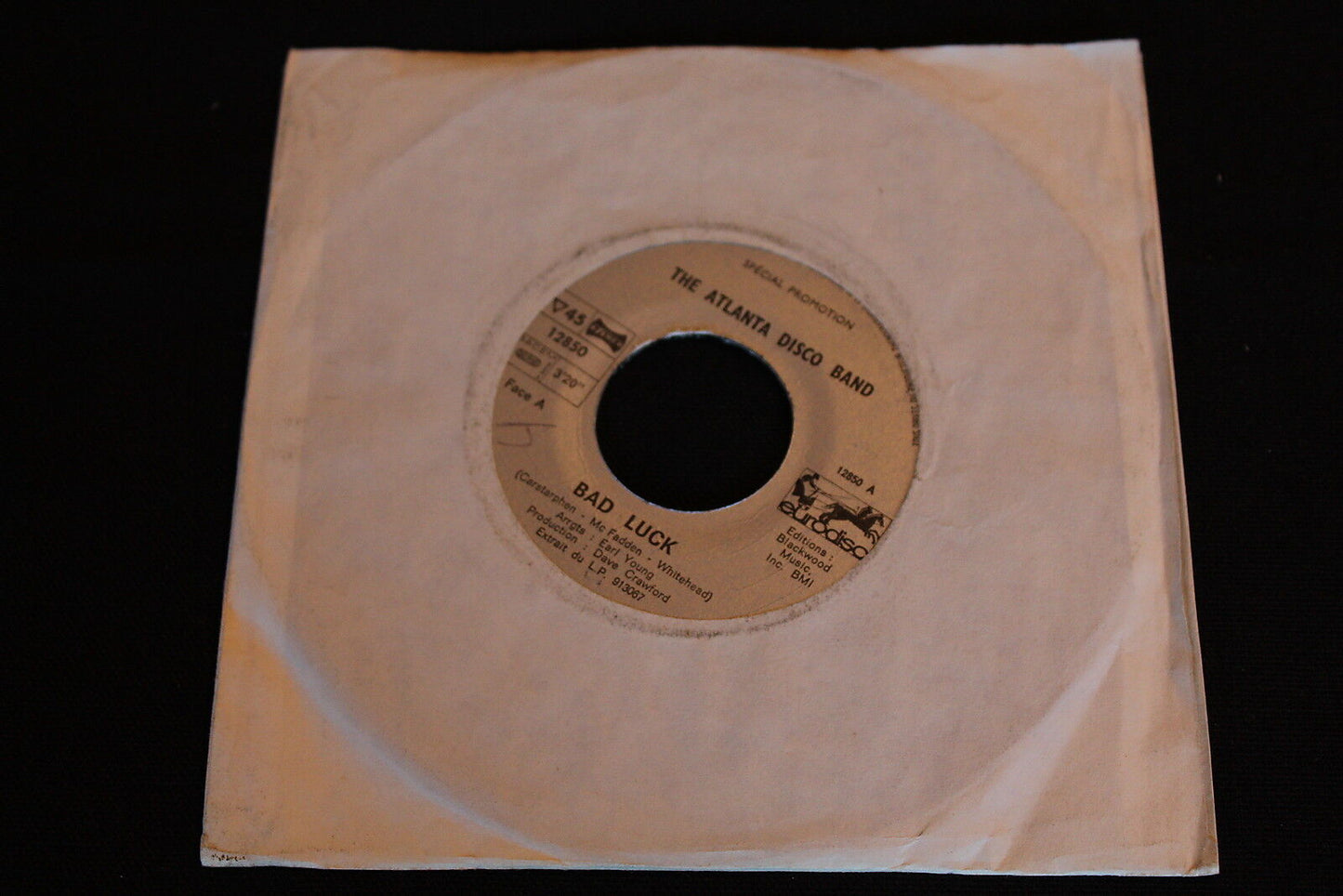 THE ATLANTA DISCO BAND   SP 45T 7"   BAD LUCK   PROMO