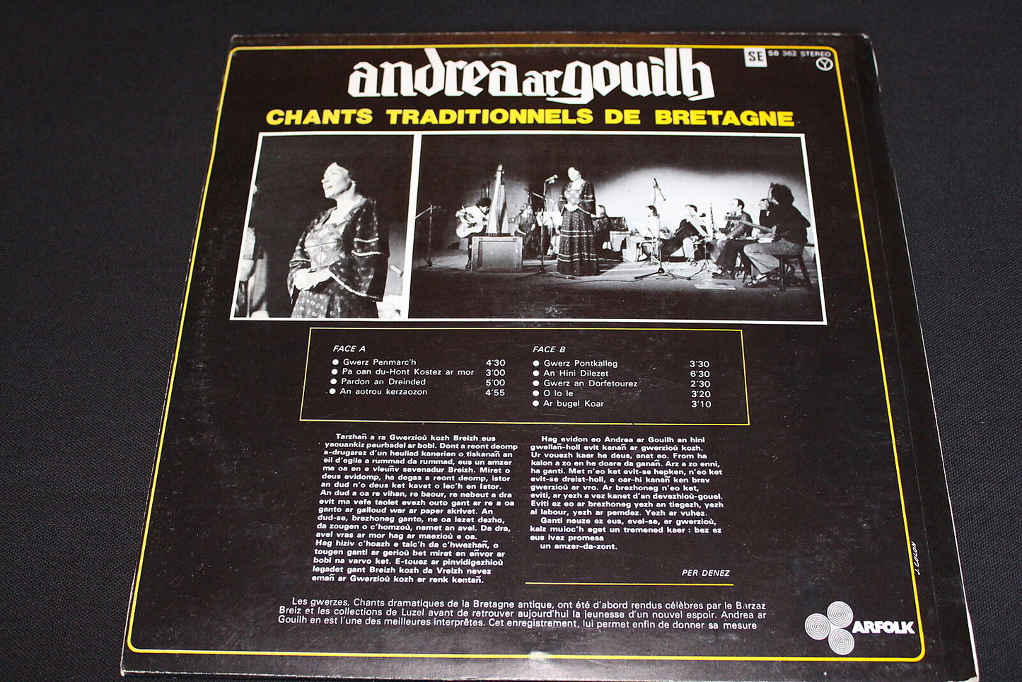 ANDREA AR GOUILH   LP 33T 12"   GWERZIOU HA SONIOU AR BOBL   ARFOLK SB 362