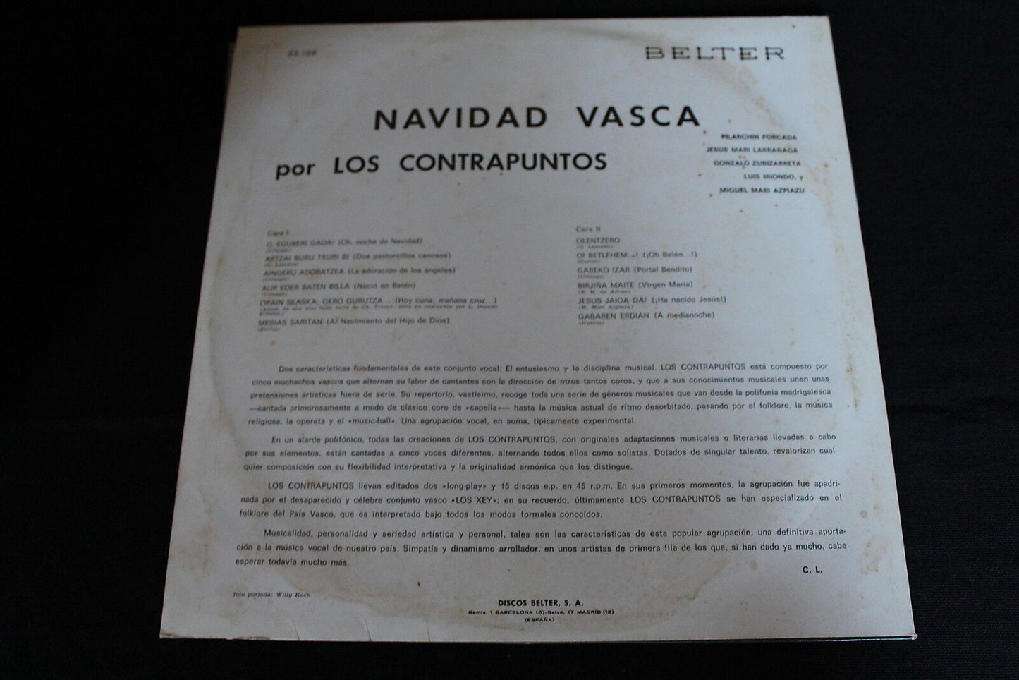 LOS CONTRAPUNTOS   LP 33T 12"   NAVIDAD VASCA   BELTER 22109