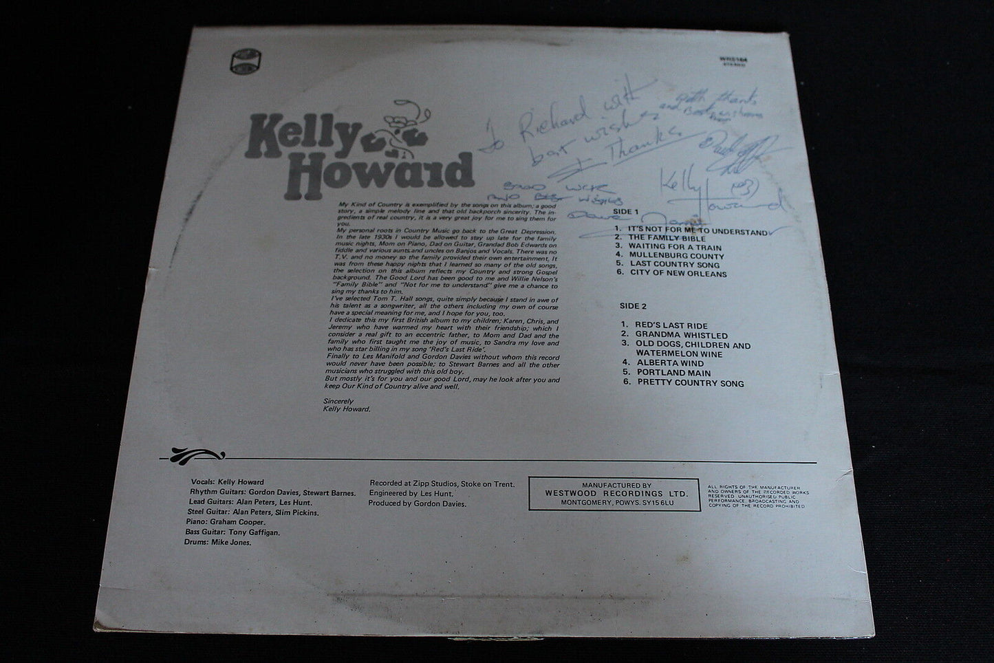 KELLY HOWARD   LP 33T 12"   SIGNED !