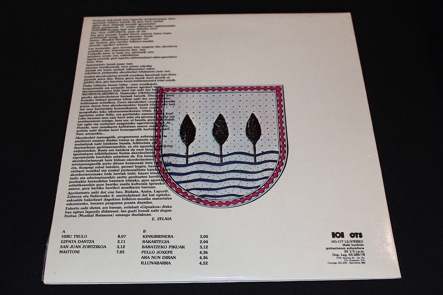 ENRIKE ZELAIA   AKORDEOILARIA   LP 33T 12"