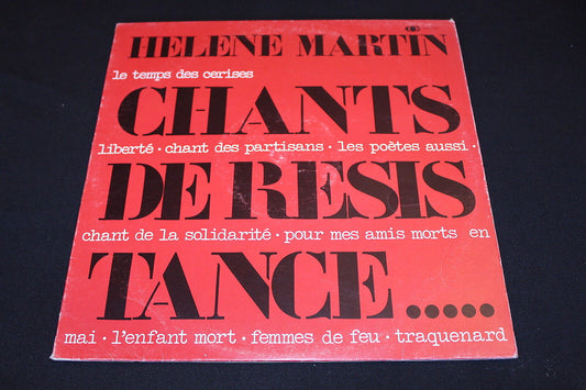 HELENE MARTIN   CHANTS DE RESISTANCE   LP 33T 12"