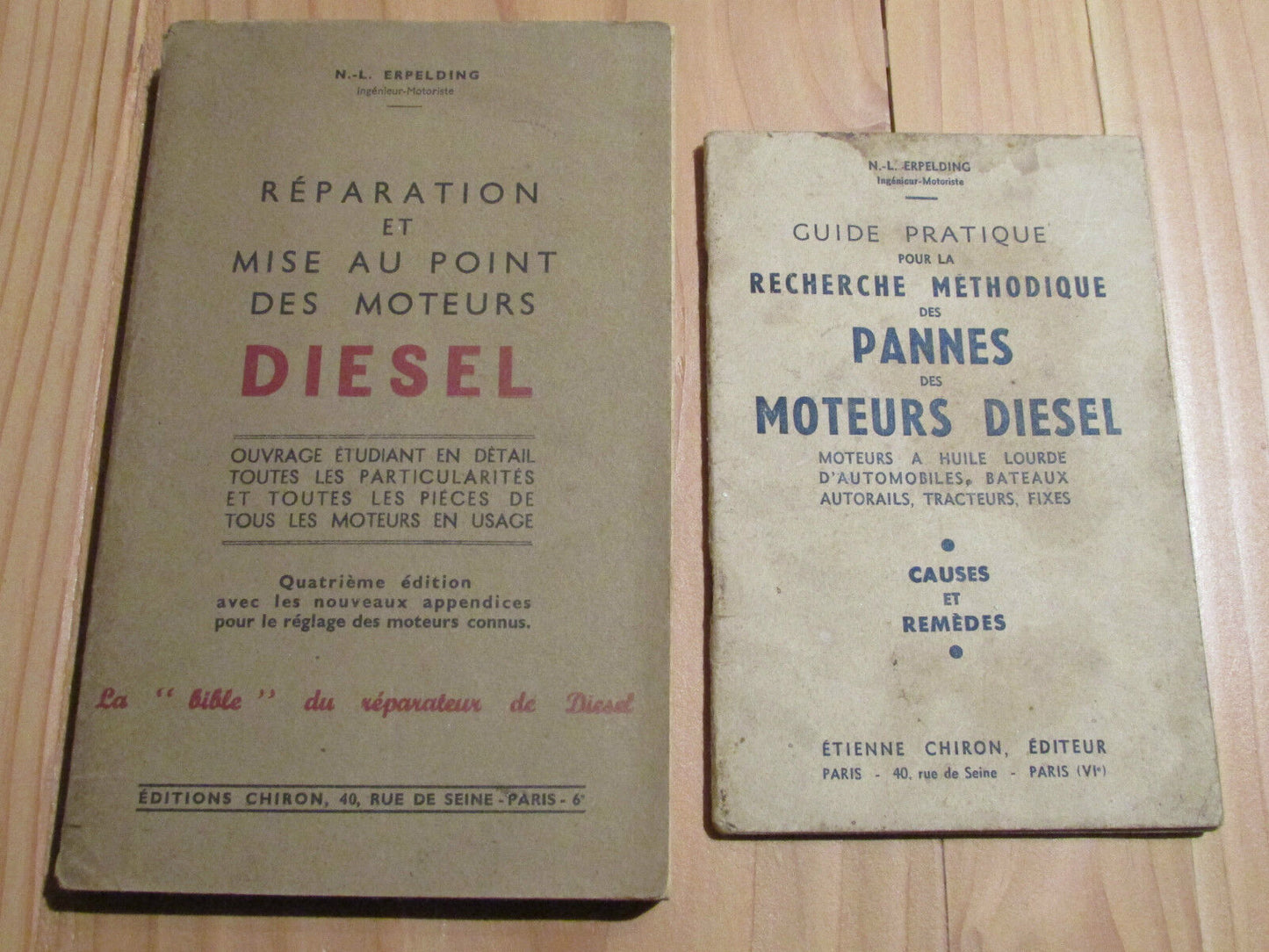 ERPELDING   REPARATION MOTEURS DIESEL   LOT 2 LIVRES   1940 / 1951