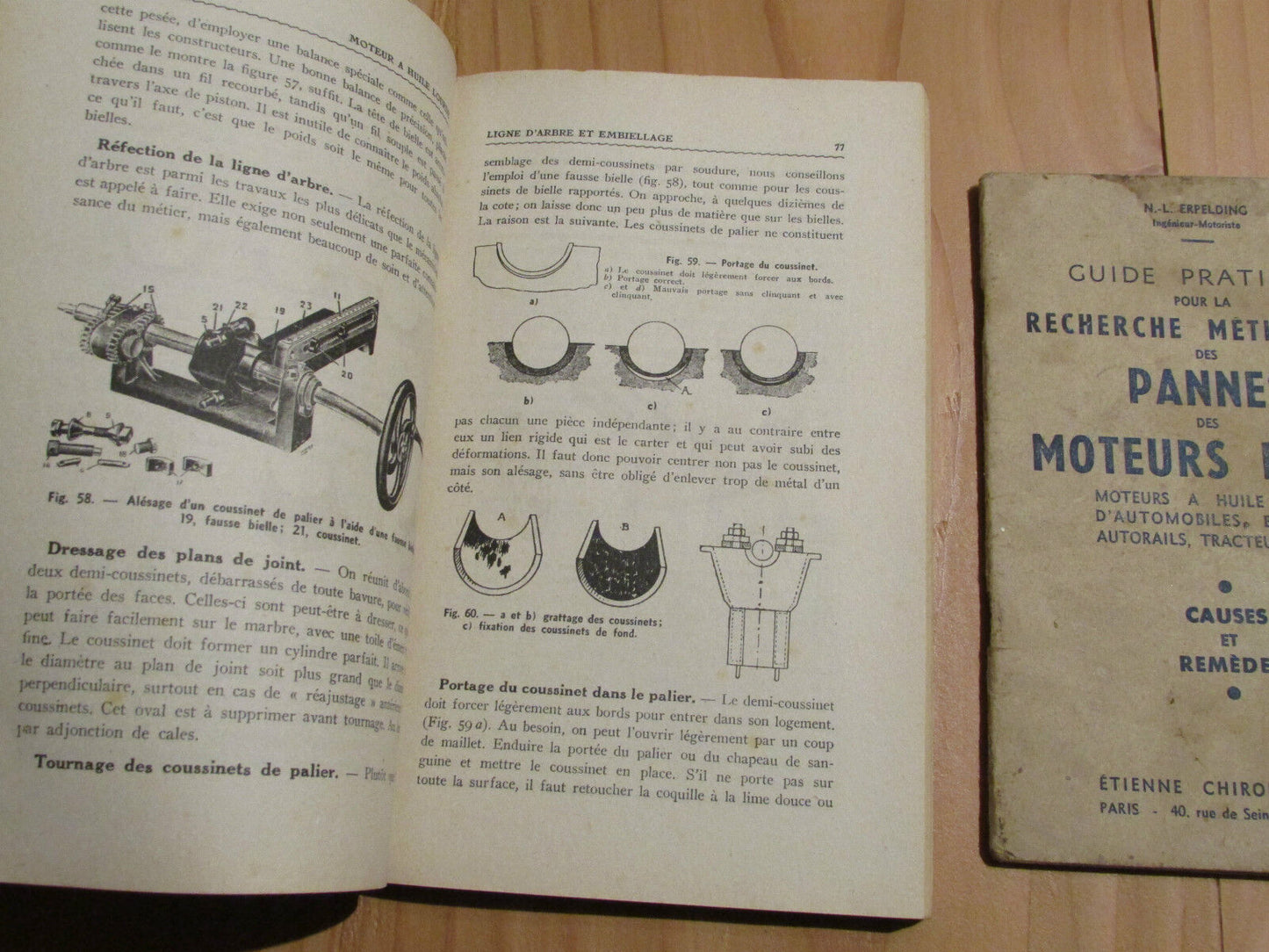 ERPELDING   REPARATION MOTEURS DIESEL   LOT 2 LIVRES   1940 / 1951