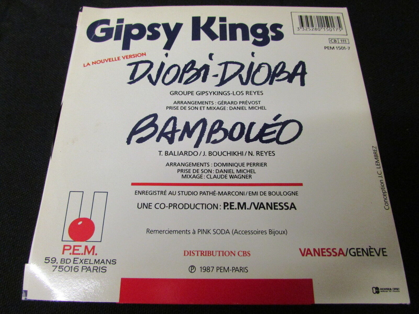 GIPSY KINGS   SP 45T 7"   DJOBI-DJOBA   BAMBOLEO   1987