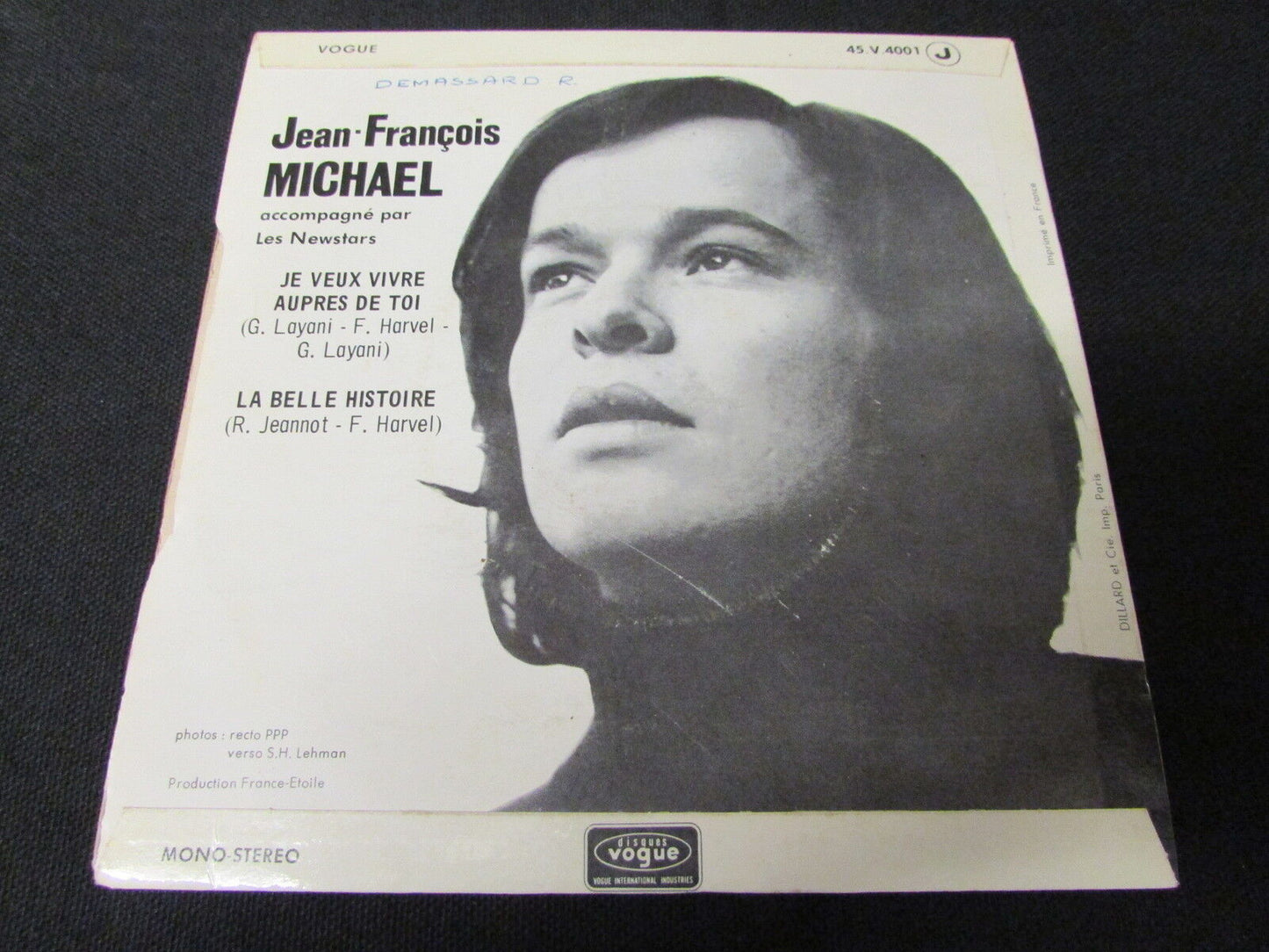 JEAN-FRANCOIS MICHAEL   SP 45T 7"   JE VEUX VIVRE AUPRES DE TOI   1971