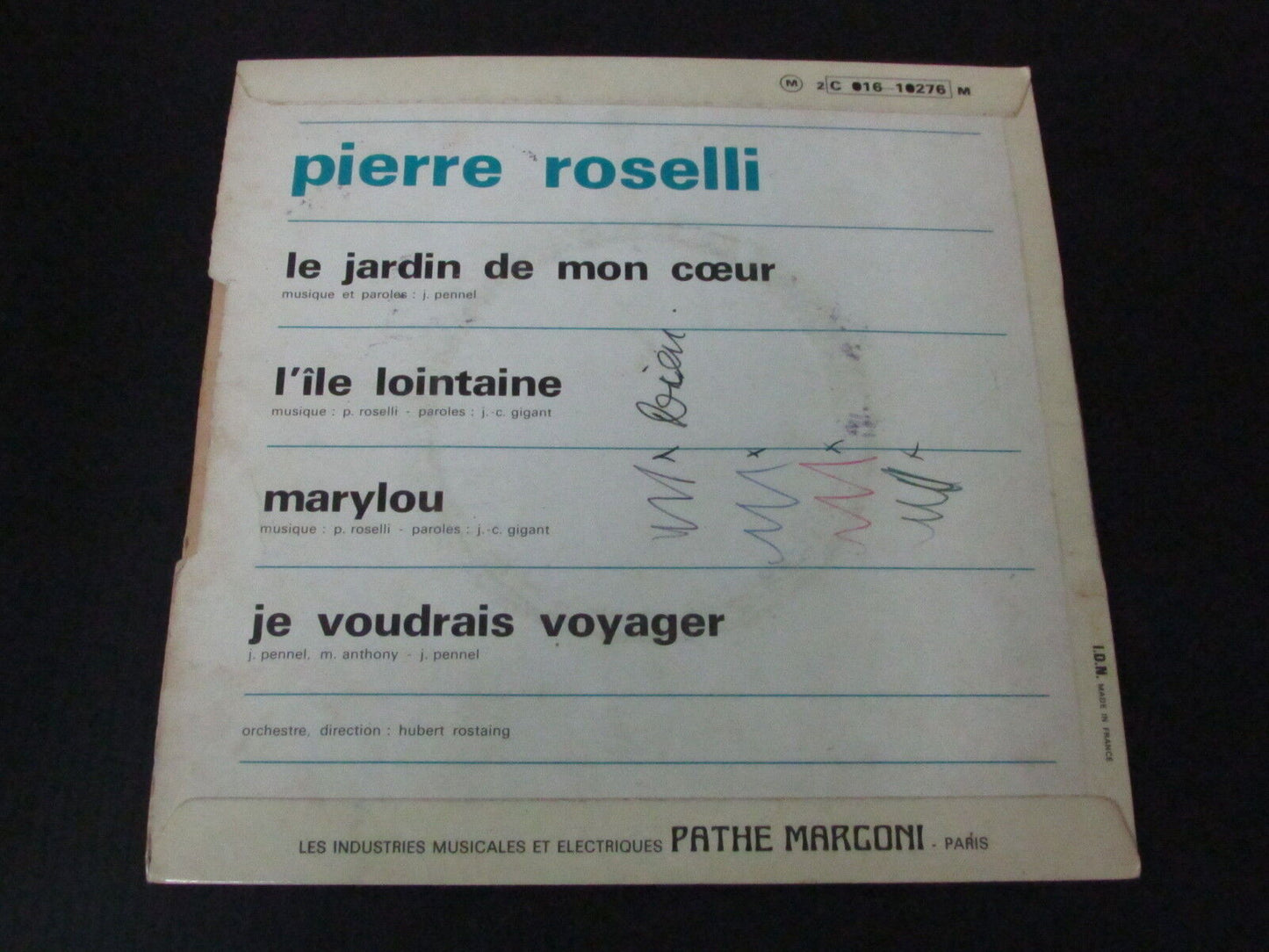 PIERRE ROSELLI   EP 45T 7"   LE JARDIN DE MON COEUR   FRANCE