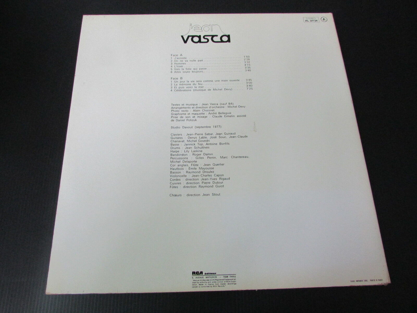 JEAN VASCA   CELEBRATIONS   LP 33T 12"   1977   FRANCE