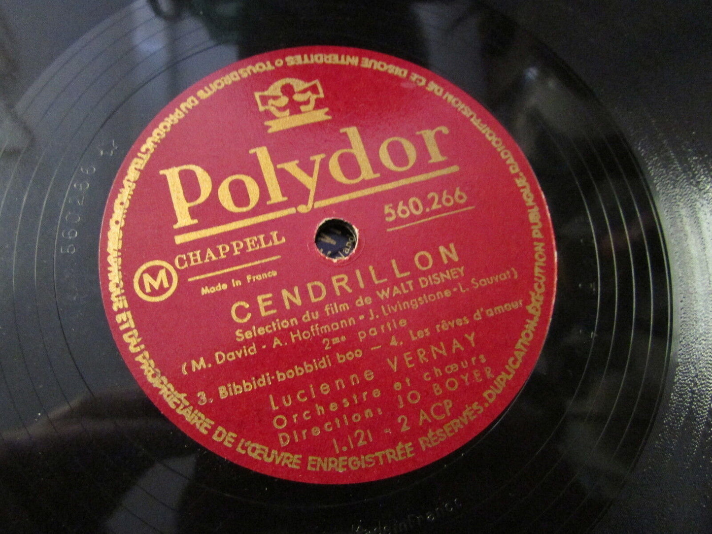 LUCIENNE VERNAY   CENDRILLON   Orchestre JO BOYER   78T   POLYDOR 560266