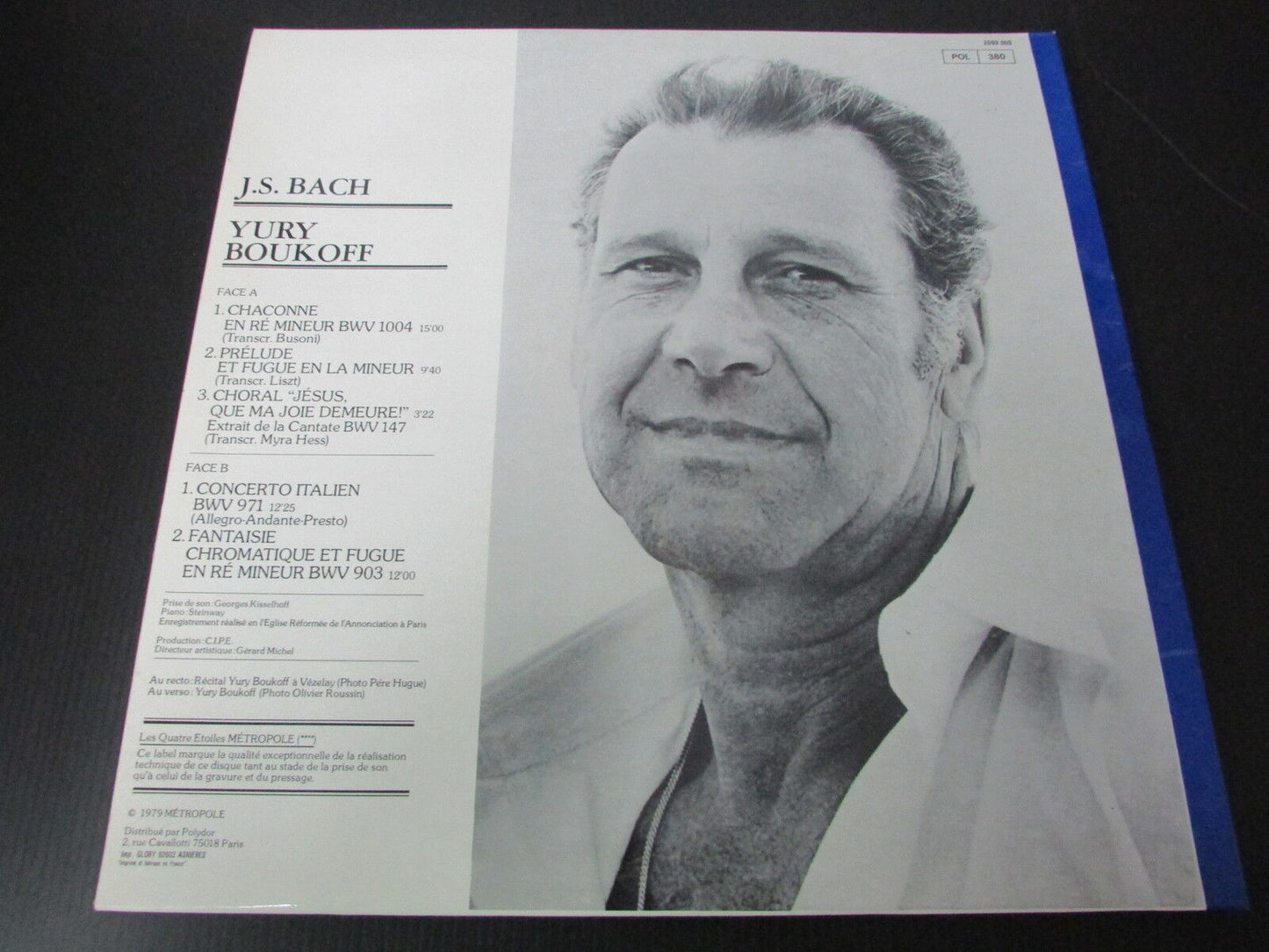 J.S. BACH YURY BOUKOFF   PRESTIGE DU PIANO I   METROPOLE 2599005   LP 33T 12"