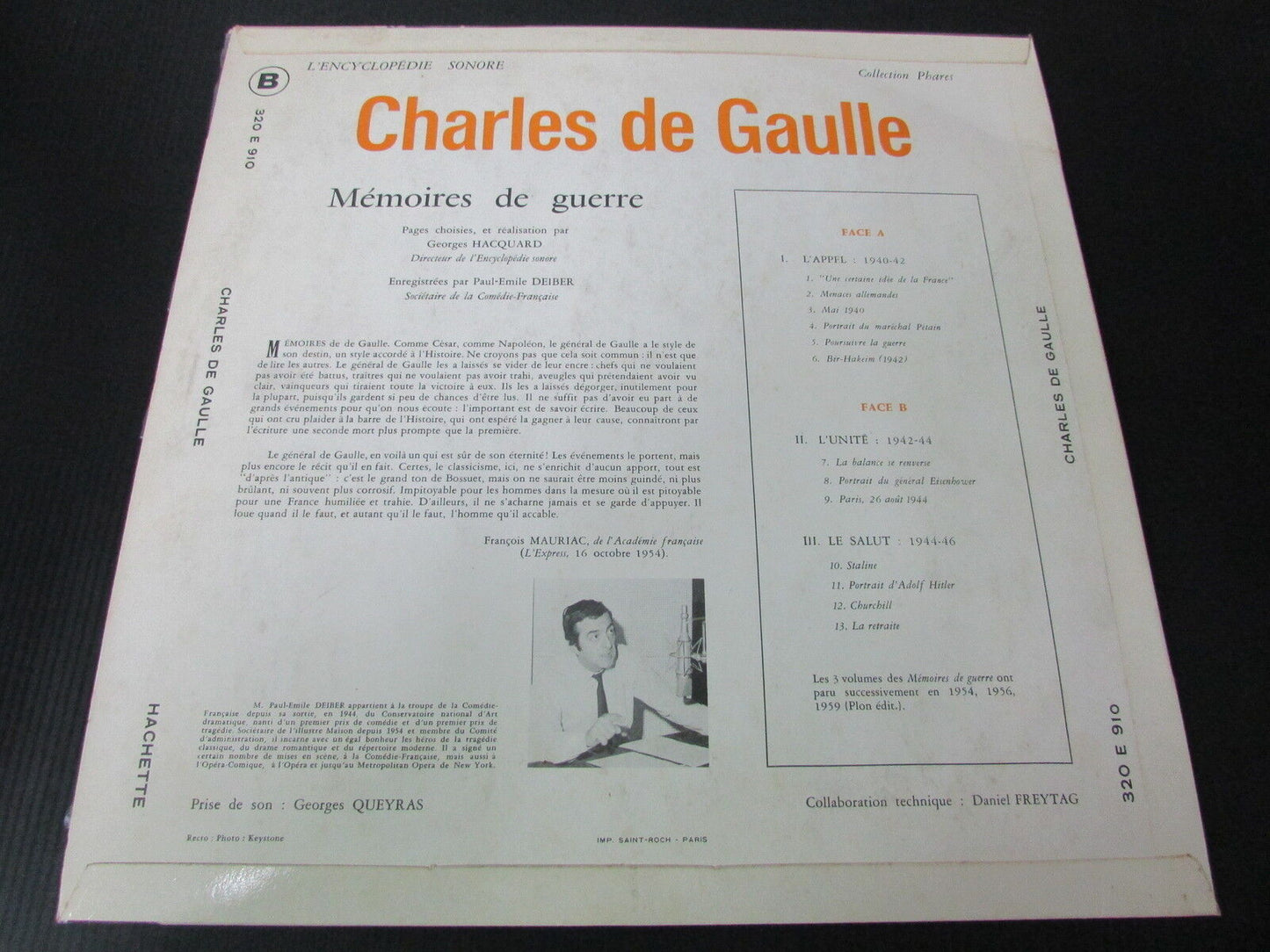 CHARLES DE GAULLE   MEMOIRES DE GUERRE   ENCYCLOPEDIE SONORE   LP 33T 12"