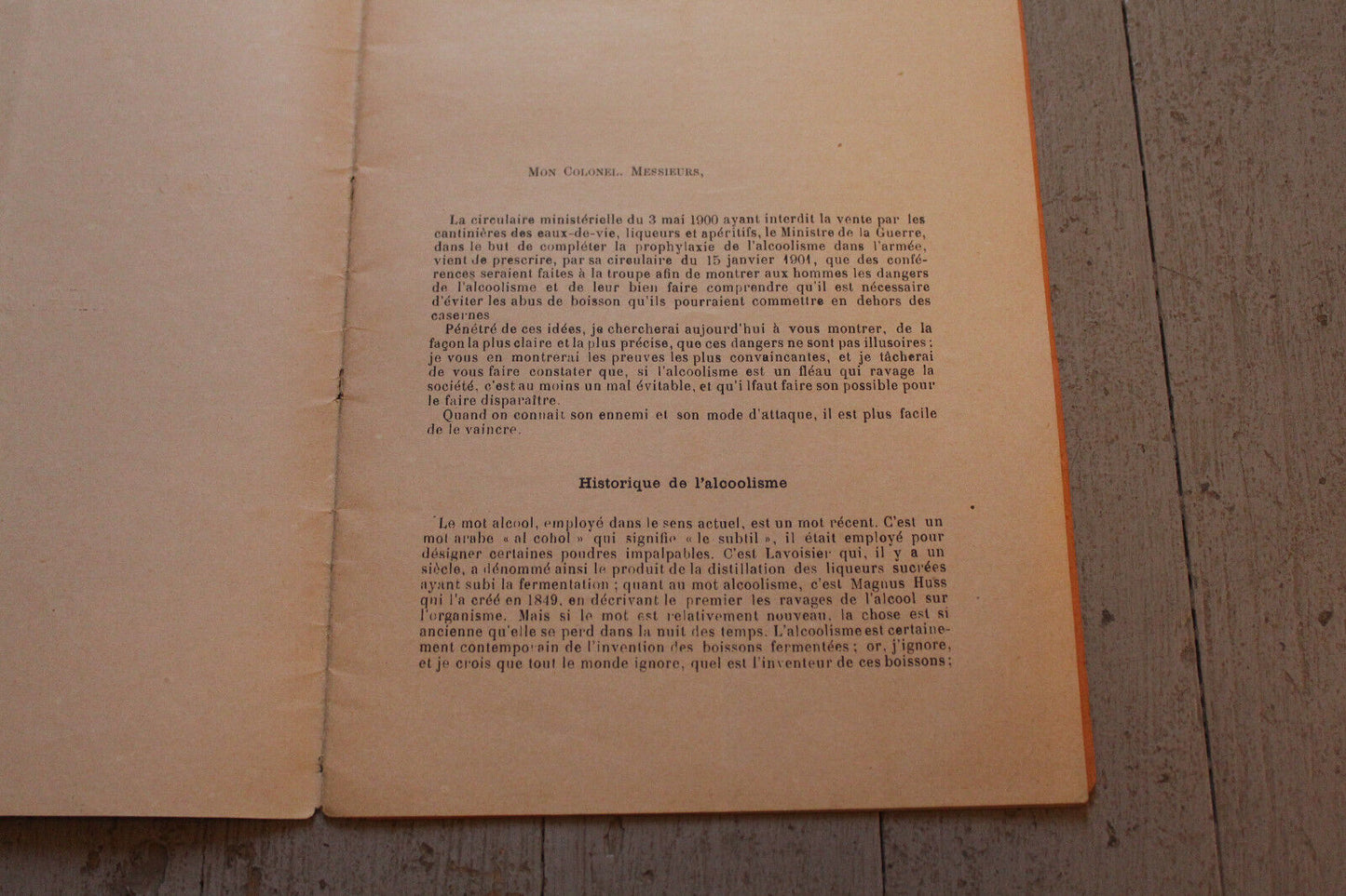 ALCOOLISME et DANGERS DE L'ALCOOL Conférence 2 mars 1901 Médecin-Major BOULIAN