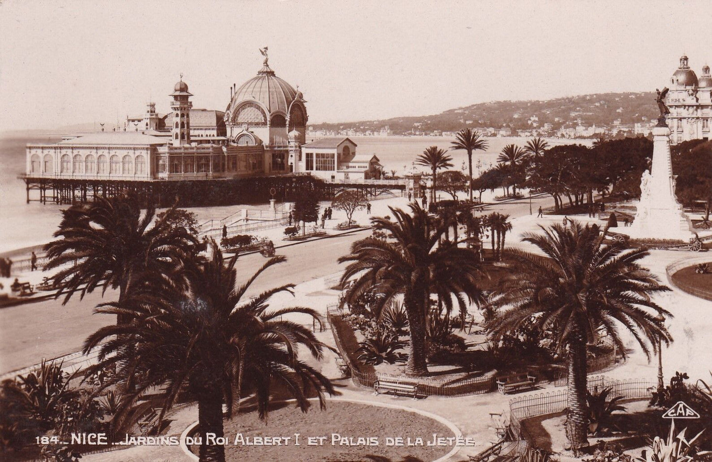 CPA 06 NICE - JARDINS DU ROI ALBERT I ET PALAIS DE LA JETEE - 1924