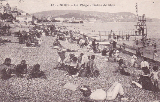 CPA 06 NICE - LA PLAGE - BAINS DE MER - 1929