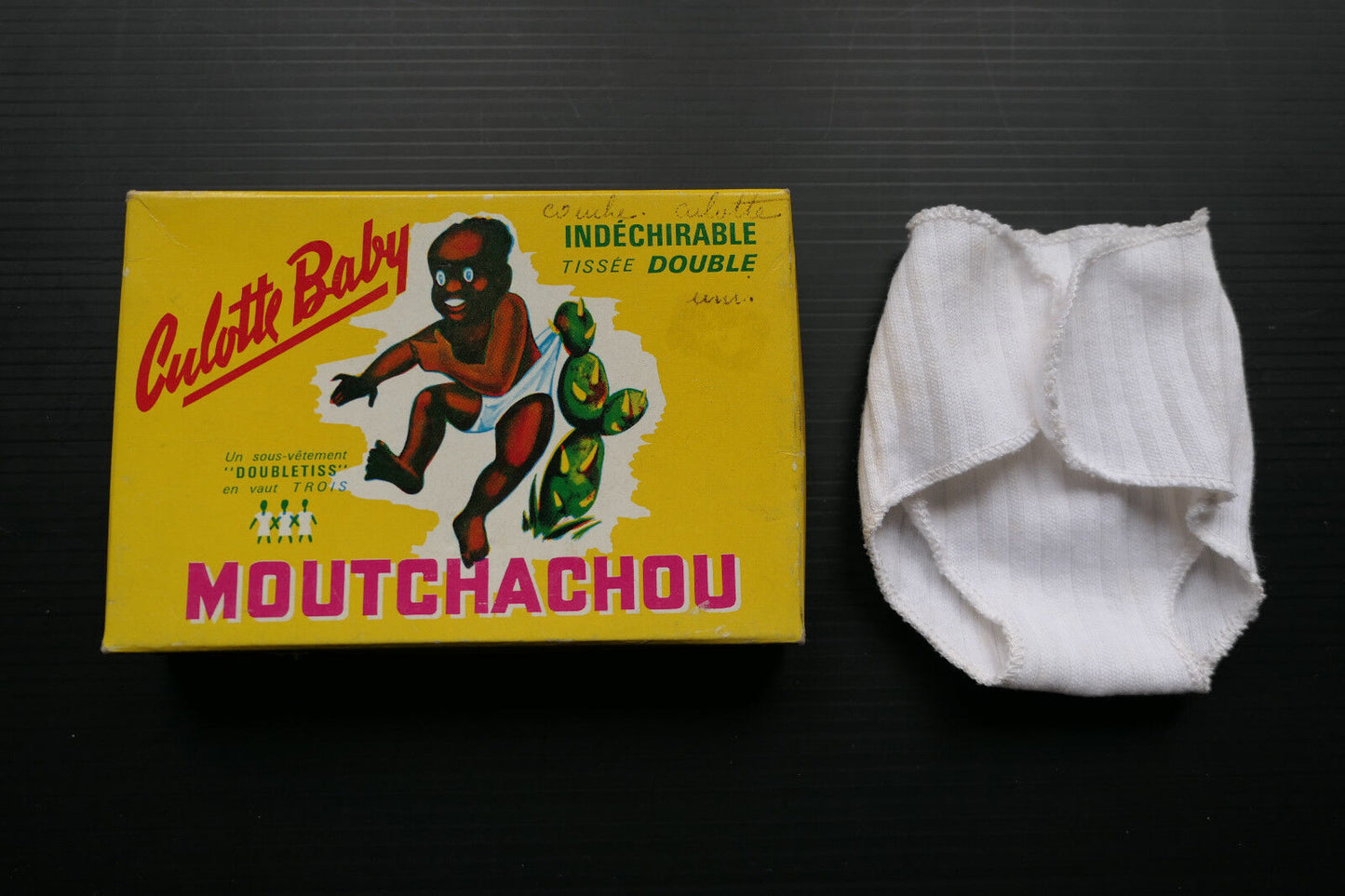 MOUTCHACHOU CULOTTE BABY VETEMENT POUPON POUPEE COUCHE CULOTTE TISSU BOITE LOT 3