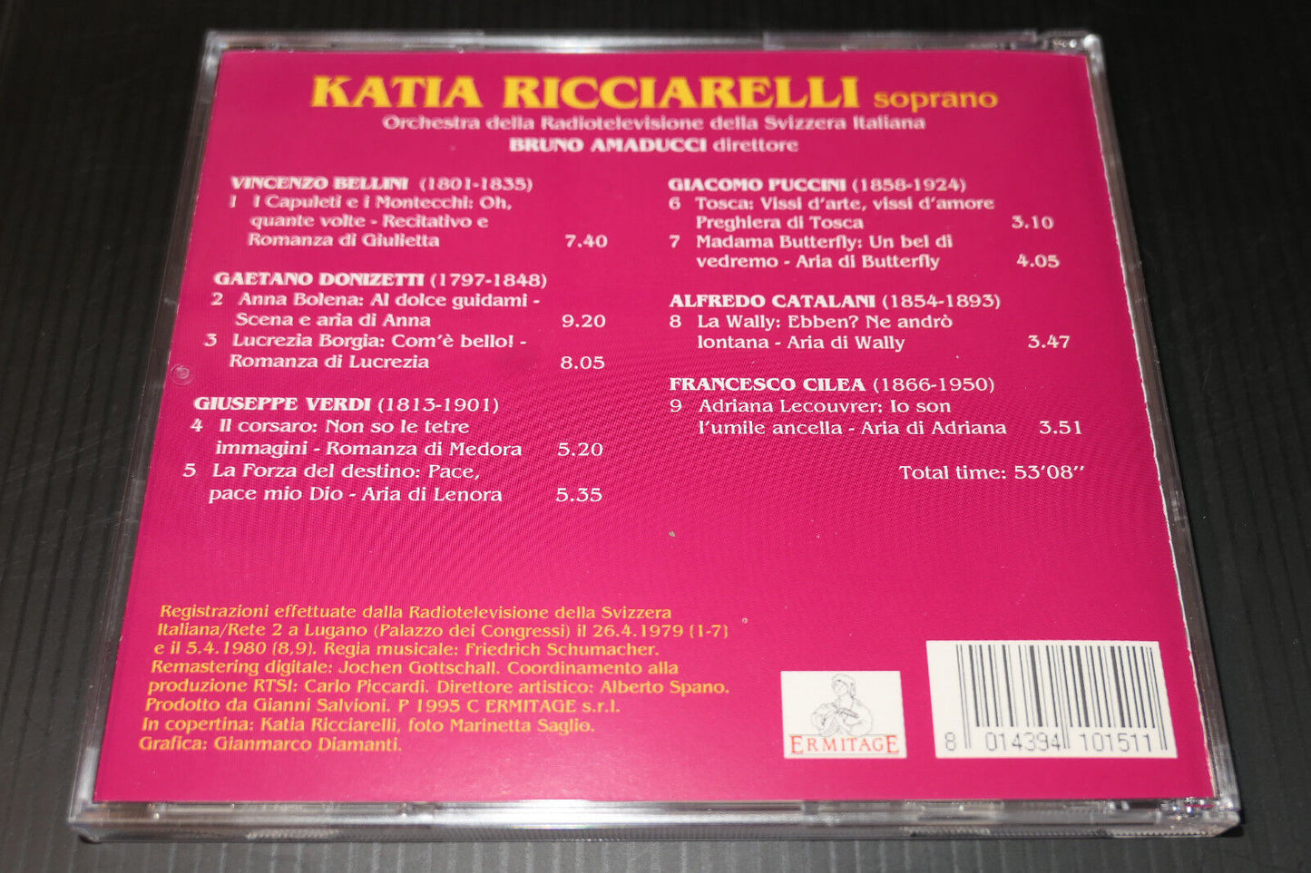 CD KATIA RICCIARELLI / ORCHESTRA RTSI BRUNO AMADUCCI / ERMITAGE 1995