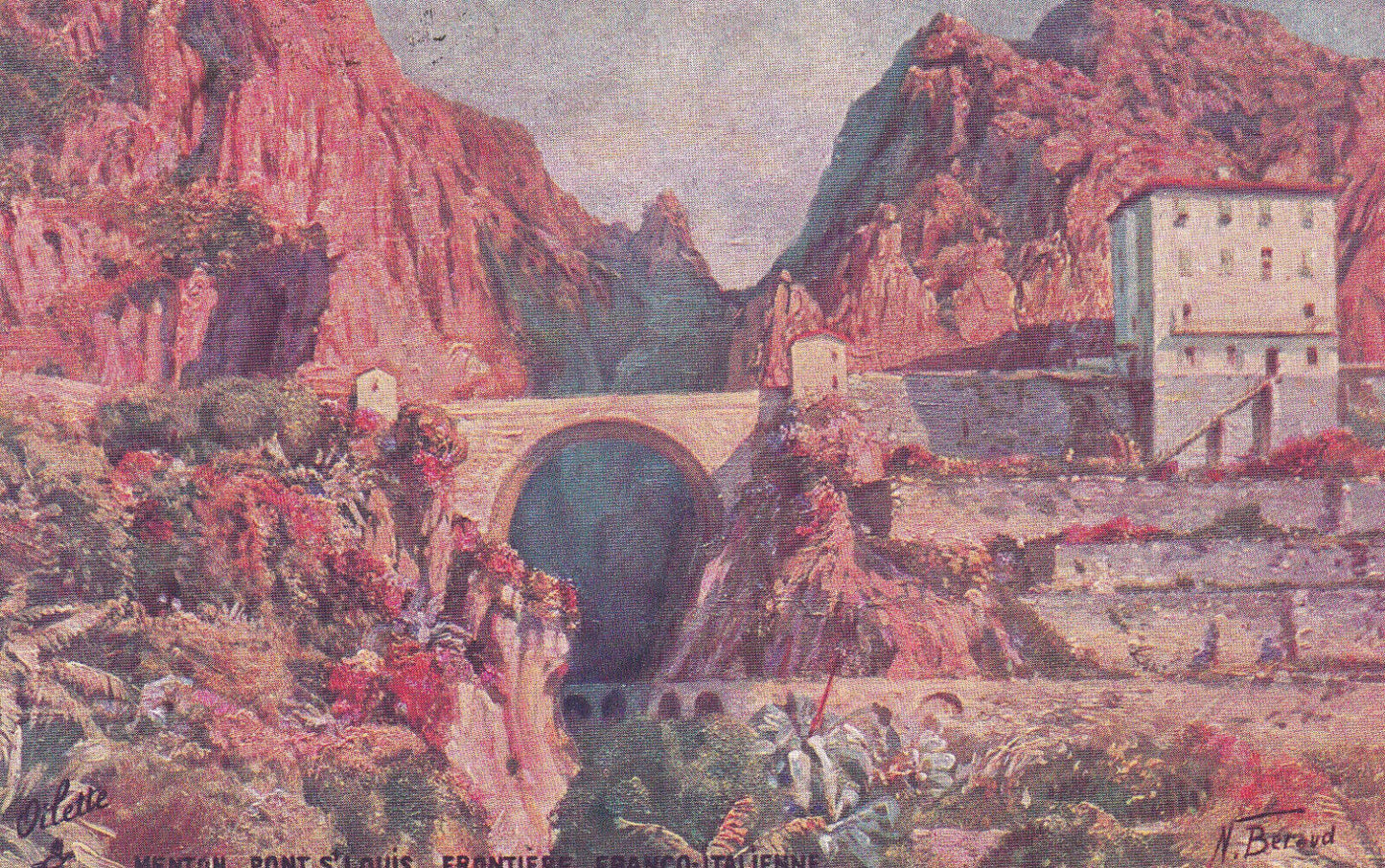 CPA MENTON PONT ST LOUIS - FRONTIERE FRANCO-ITALIENNE - 1925