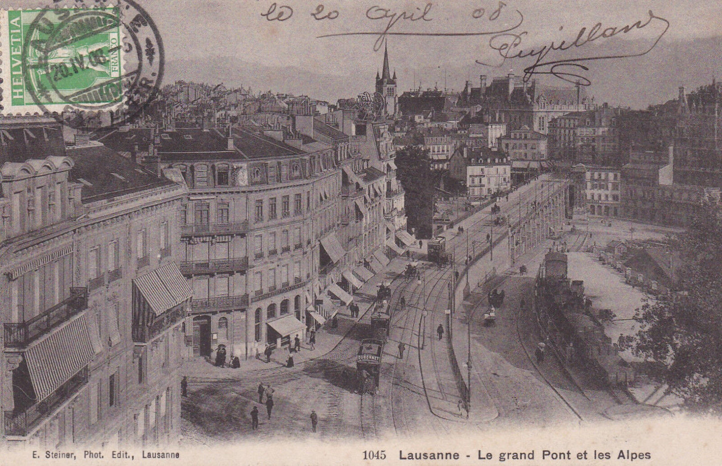 CPA LAUSANNE - LE GRAND PONT ET LES ALPES - 1908