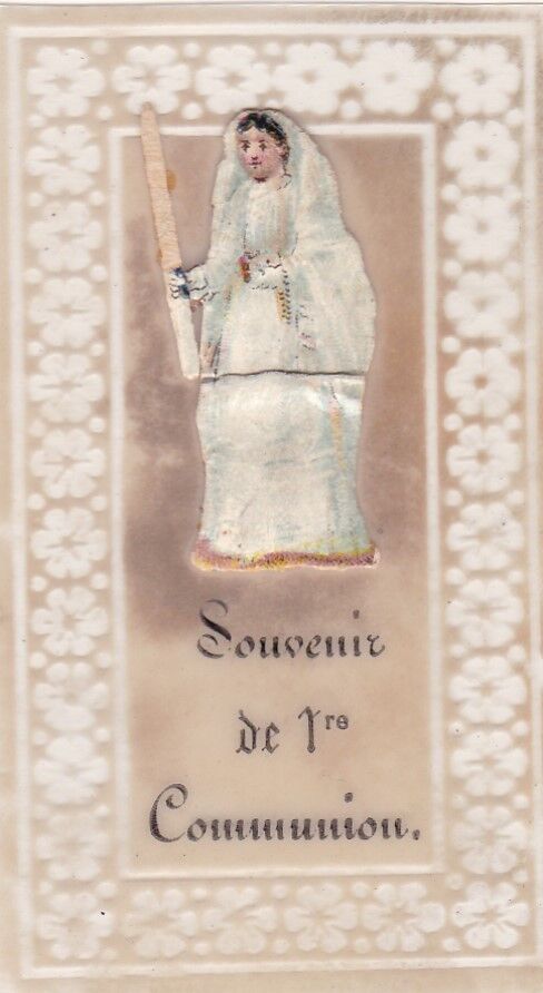 HOLY CARD IMAGE PIEUSE RELIGIEUSE SOUVENIR PREMIERE COMMUNION XIX LOT x 4