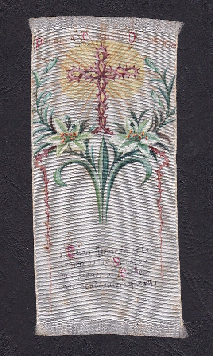 HOLY CARD IMAGE PIEUSE PEINTURE TISSU SPAIN POBREZA CASTIDAD OBEDIENCIA