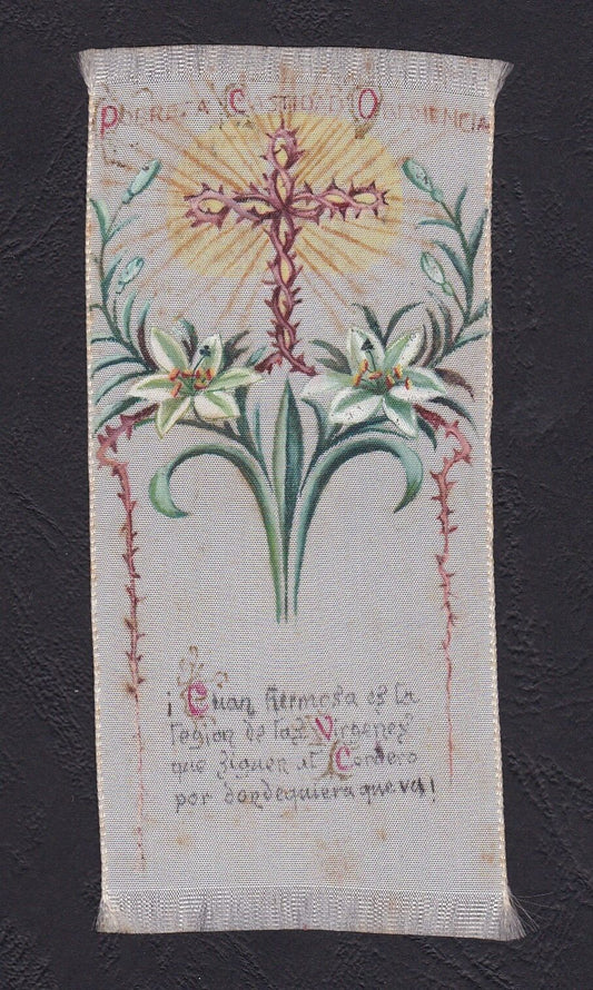 HOLY CARD IMAGE PIEUSE PEINTURE TISSU SPAIN POBREZA CASTIDAD OBEDIENCIA