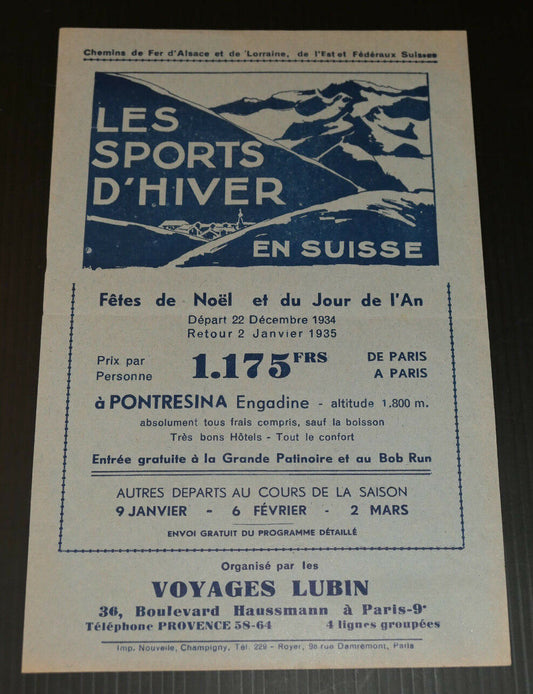 LES SPORTS D'HIVER EN SUISSE AUTRICHE FETES DE NOEL ET DU JOUR DE L'AN 1934 1935